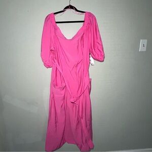 Prabal Gurung for JCPenney Dress Plus 2X Off the Shoulder Carmine Rose Pink NWT